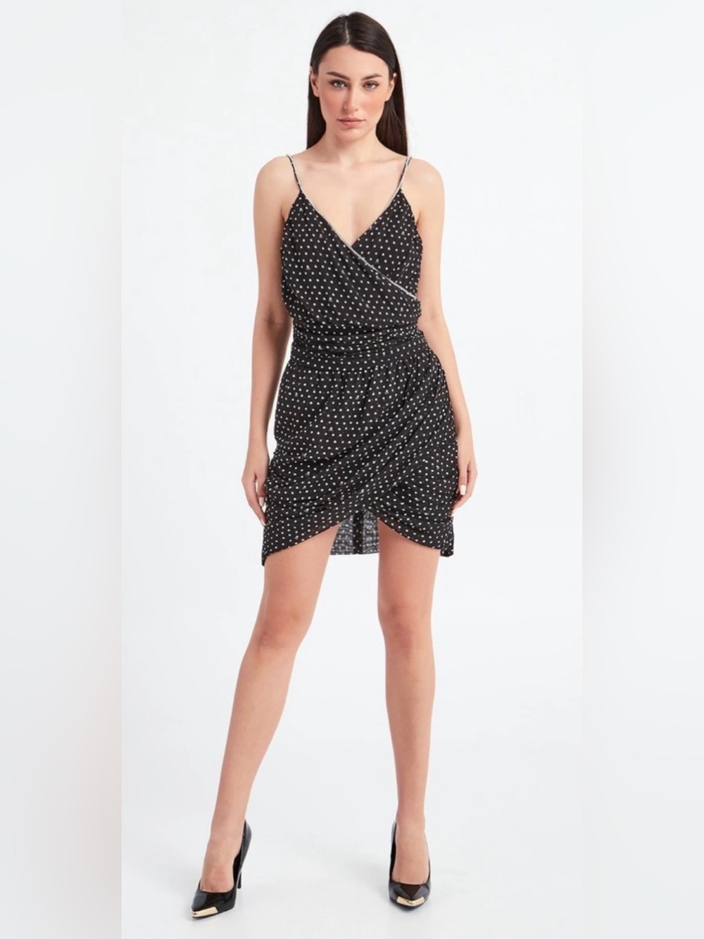 John Richmond Black Polka Dot Mini Dress Sz 38